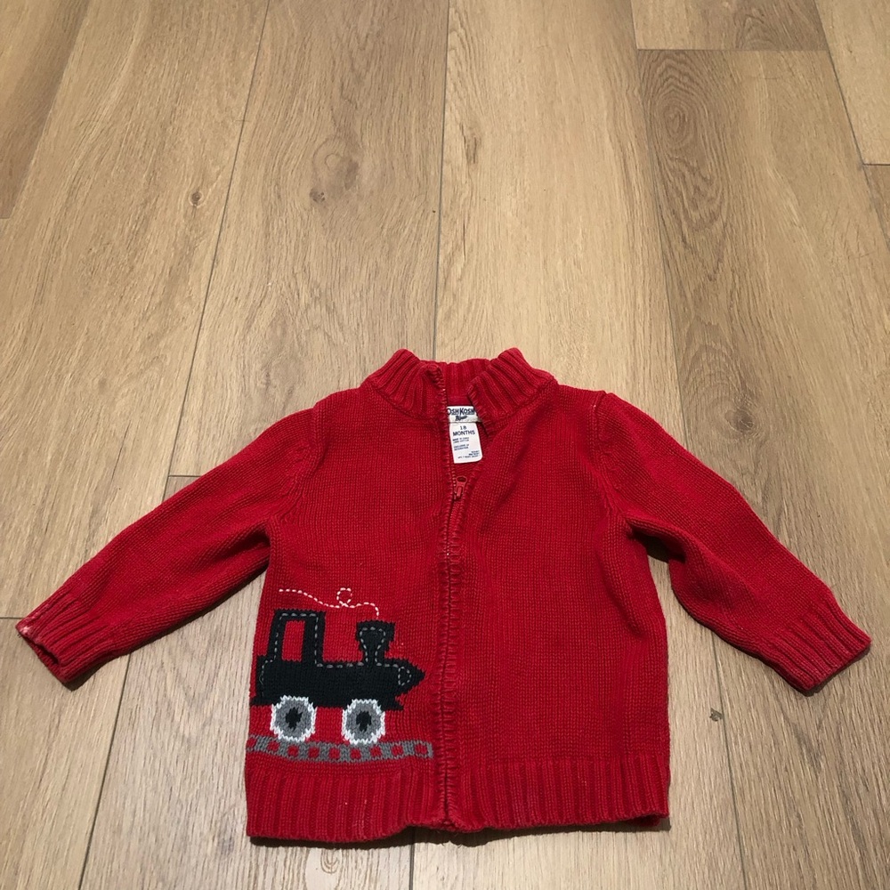 OshKosh B’Gosh 18mo boys train zip sweater